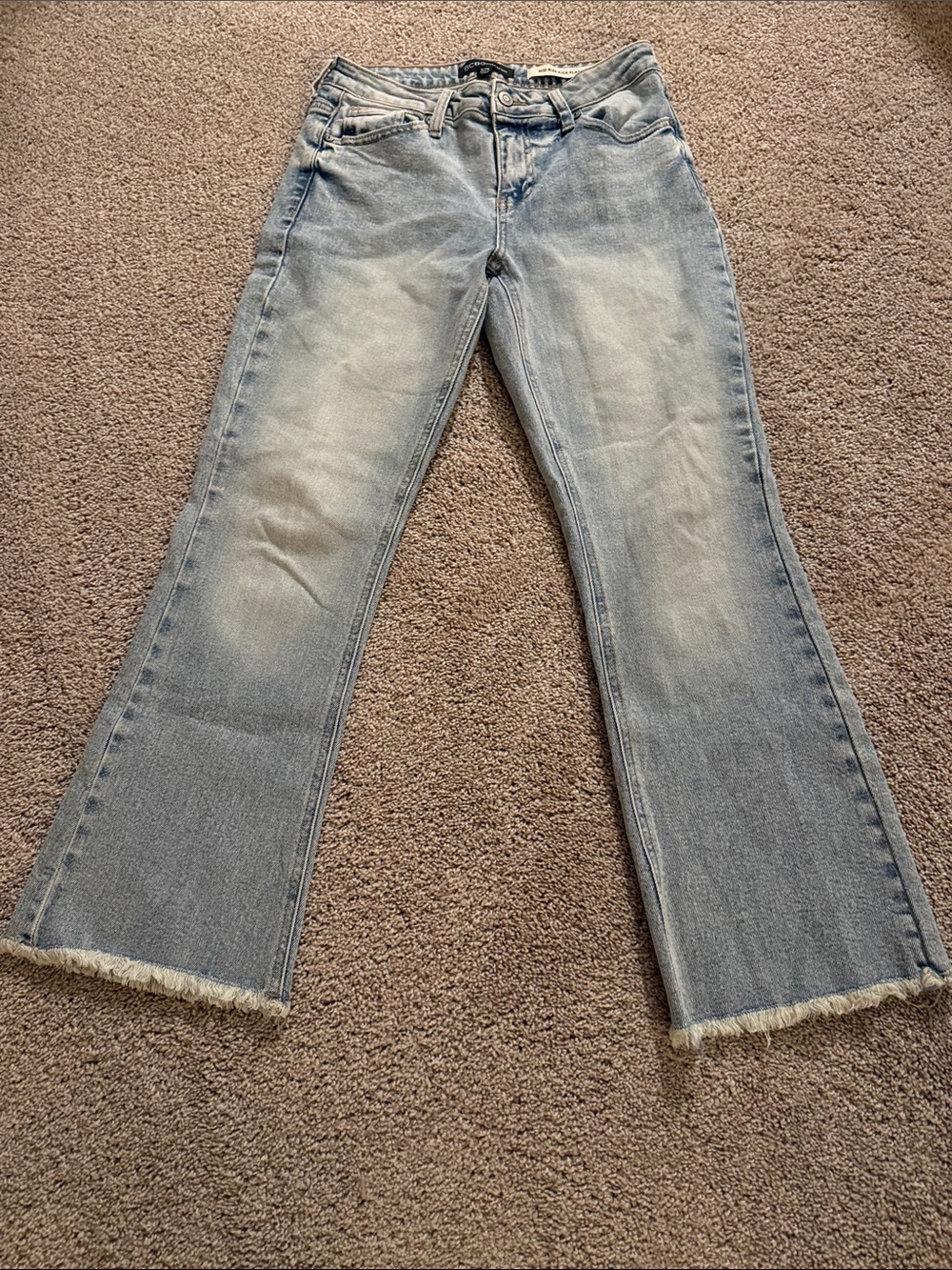 BCBGeneration Pale Blue Frayed Hem Wide-Leg Jeans